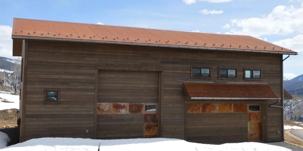 Modern barn with metal accents