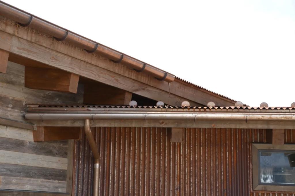Rustic building with corrugated metal roof